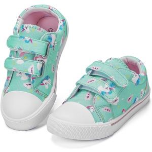 Toddler Girls Sneakers Kids Dual Adjustable Strap Canvas Shoes